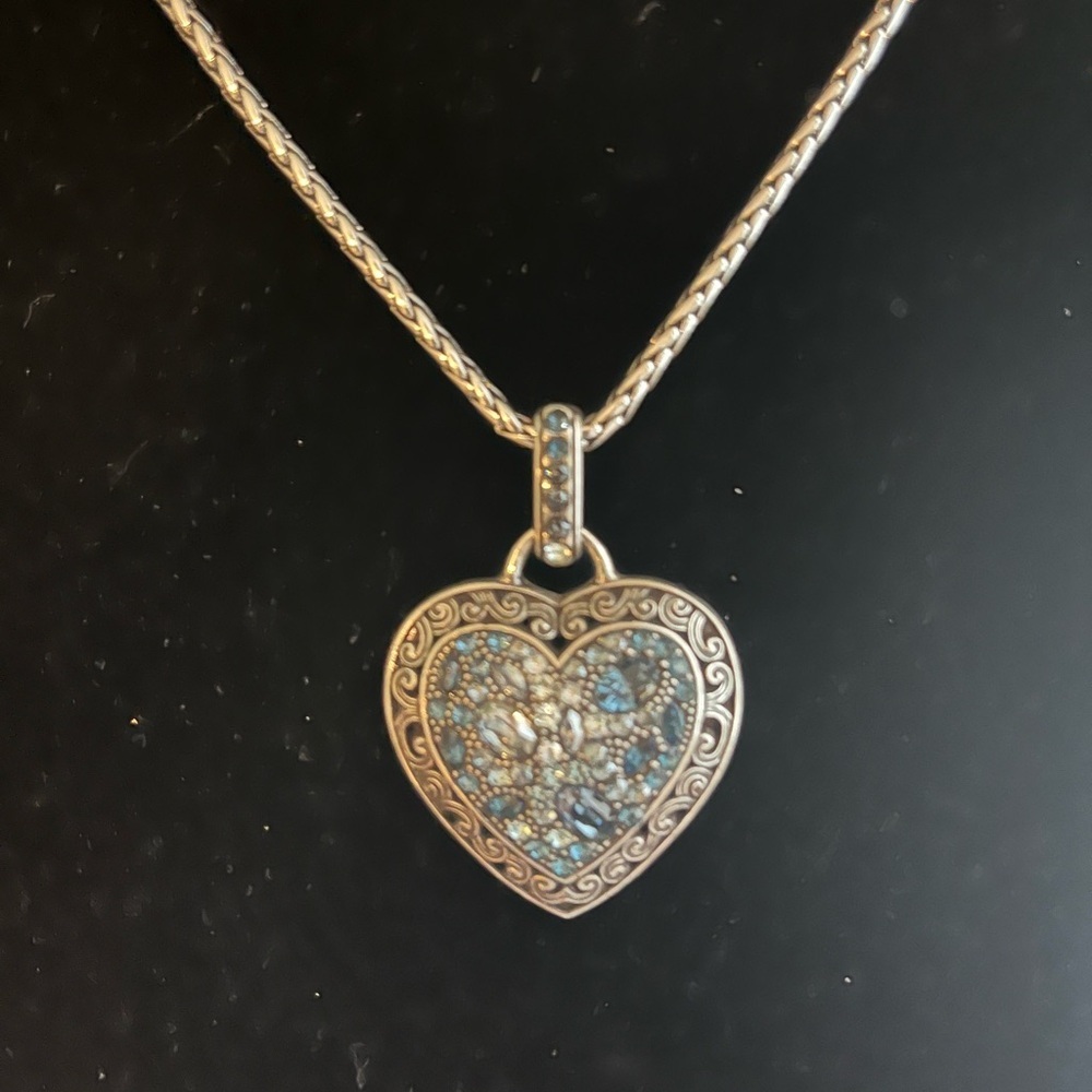Brighton Crystal Voyage Necklace Silver Blue - Picture 3 of 5